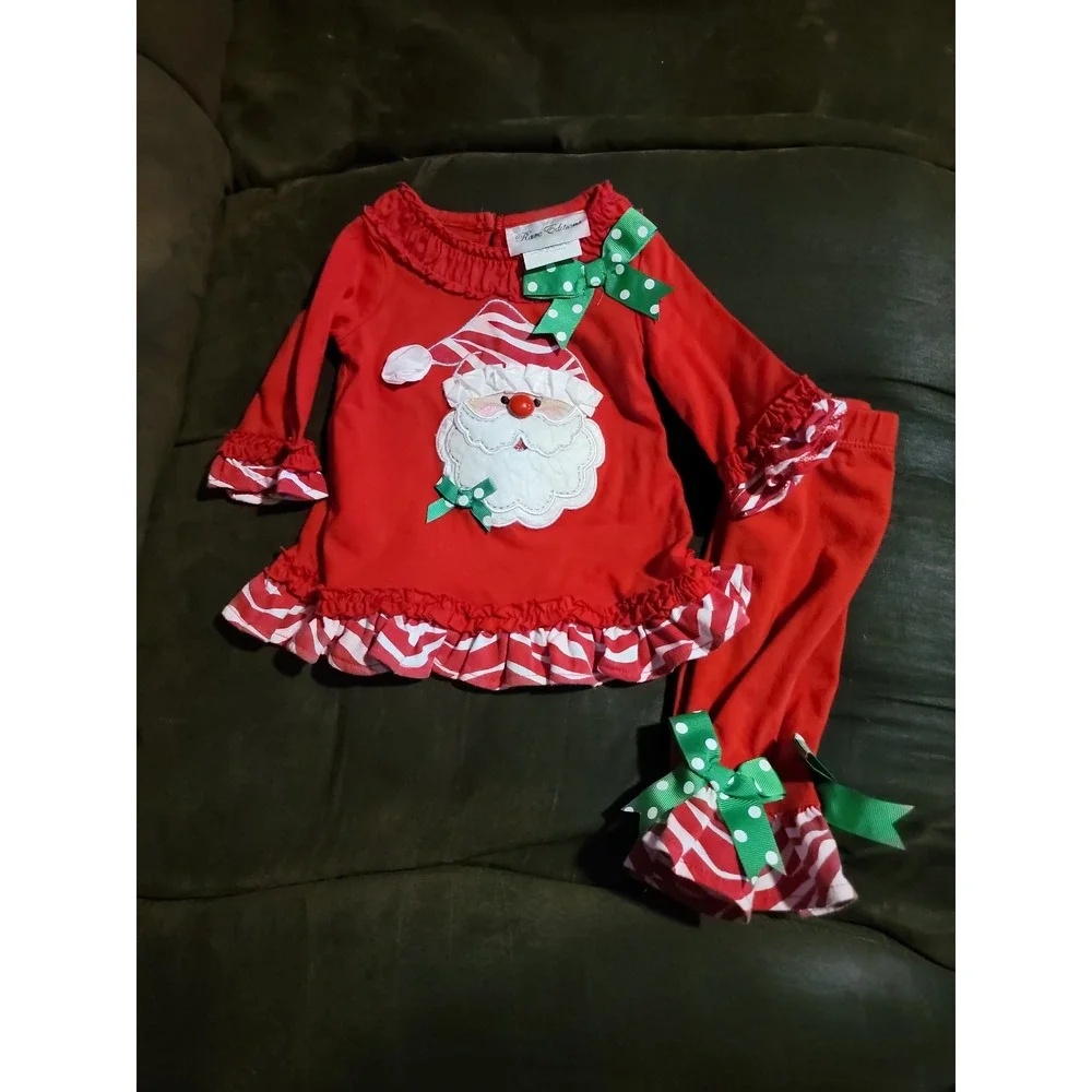 Rare editions Christmas santa holiday dress and‎ leggings size 6 months